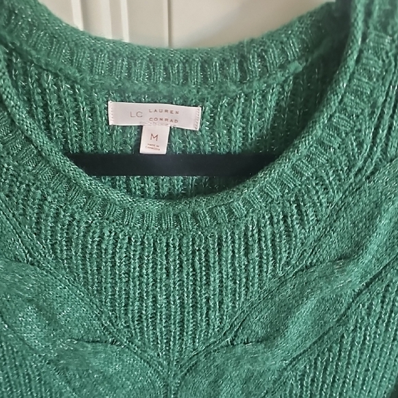 LC Lauren Conrad Forest Green Cable Knit Crew Sweater - Picture 9 of 9